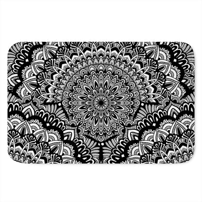 White And Black Mandala Print Indoor Door Mat
