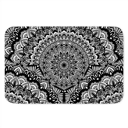 White And Black Mandala Print Indoor Door Mat