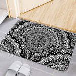 White And Black Mandala Print Indoor Door Mat