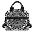 White And Black Mandala Print Insulated Lunch Bag