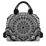 White And Black Mandala Print Insulated Lunch Bag