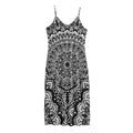 White And Black Mandala Print Jersey Midi Cami Dress