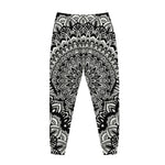 White And Black Mandala Print Jogger Pants