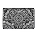 White And Black Mandala Print Kitchen Mat
