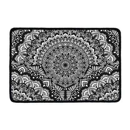 White And Black Mandala Print Kitchen Mat
