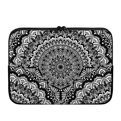 White And Black Mandala Print Laptop Sleeve
