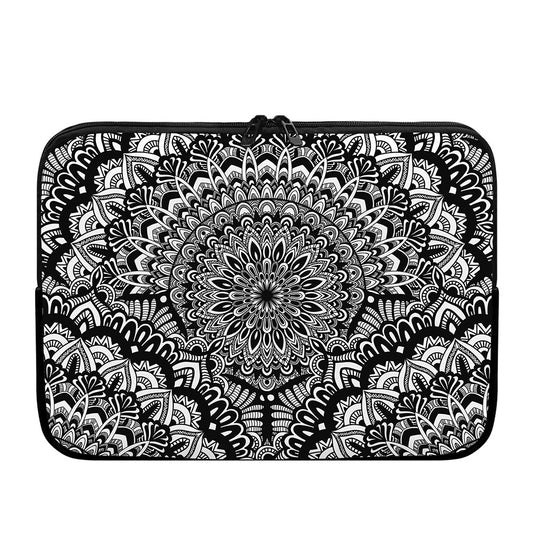 White And Black Mandala Print Laptop Sleeve