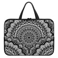 White And Black Mandala Print Laptop Sleeve With Handle