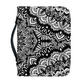 White And Black Mandala Print Leather Bible Cover