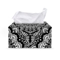 White And Black Mandala Print Leather Tissue Box Cover