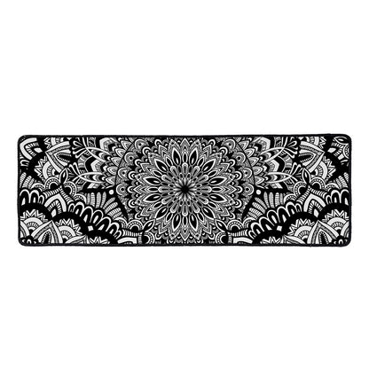 White And Black Mandala Print Long Kitchen Mat