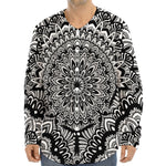 White And Black Mandala Print Long Sleeve Baseball Jersey