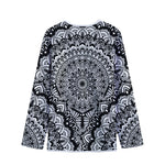 White And Black Mandala Print Long Sleeve Short Coat
