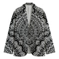 White And Black Mandala Print Men's Blazer