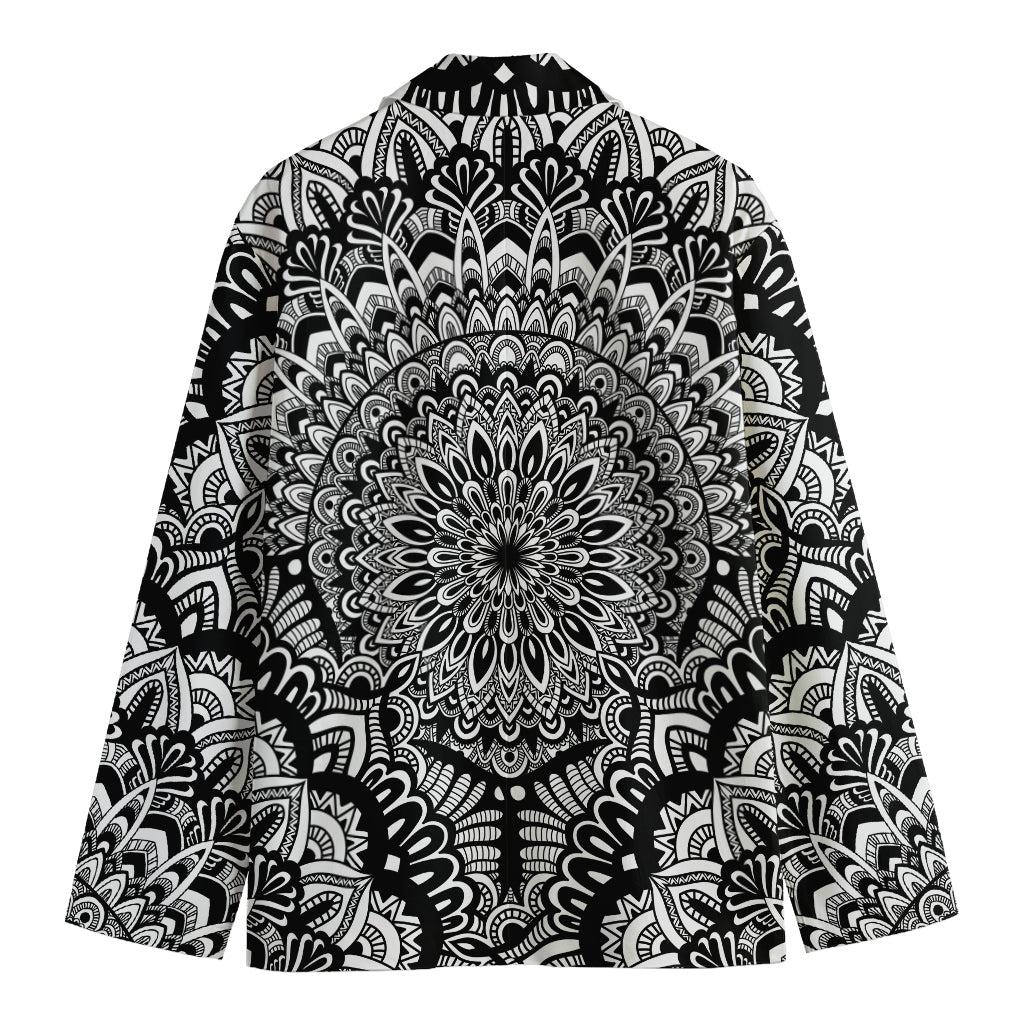 White And Black Mandala Print Men's Blazer