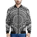 White And Black Mandala Print Men's Bomber Jacket