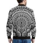 White And Black Mandala Print Men's Bomber Jacket