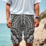 White And Black Mandala Print Men's Cargo Shorts