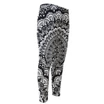 White And Black Mandala Print Men's Compression Pants