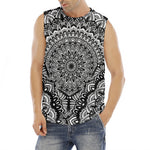 White And Black Mandala Print Men's Fitness Tank Top