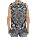 White And Black Mandala Print Men's Fitness Tank Top