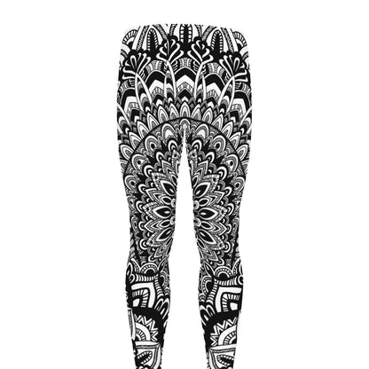 White And Black Mandala Print Men's leggings