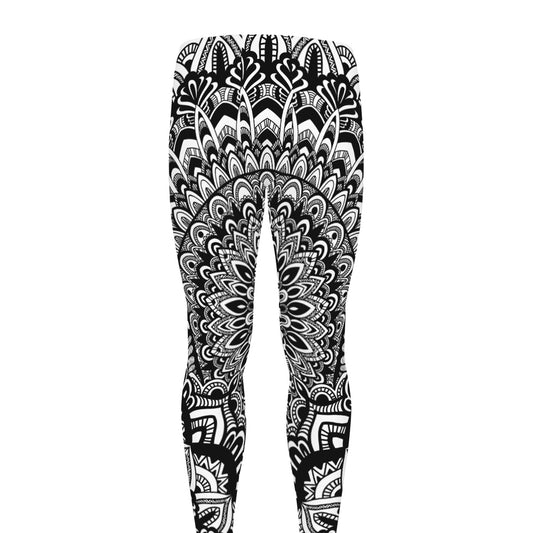 White And Black Mandala Print Men's leggings