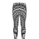 White And Black Mandala Print Men's leggings