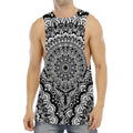 White And Black Mandala Print Men's Muscle Tank Top