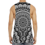 White And Black Mandala Print Men's Muscle Tank Top