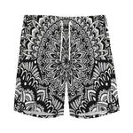 White And Black Mandala Print Men's Sports Shorts