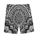 White And Black Mandala Print Men's Sports Shorts