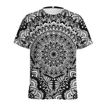 White And Black Mandala Print Men's Sports T-Shirt