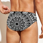 White And Black Mandala Print Men's Swim Briefs