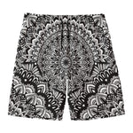 White And Black Mandala Print Men's Swim Trunks