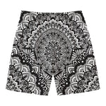 White And Black Mandala Print Men's Swim Trunks