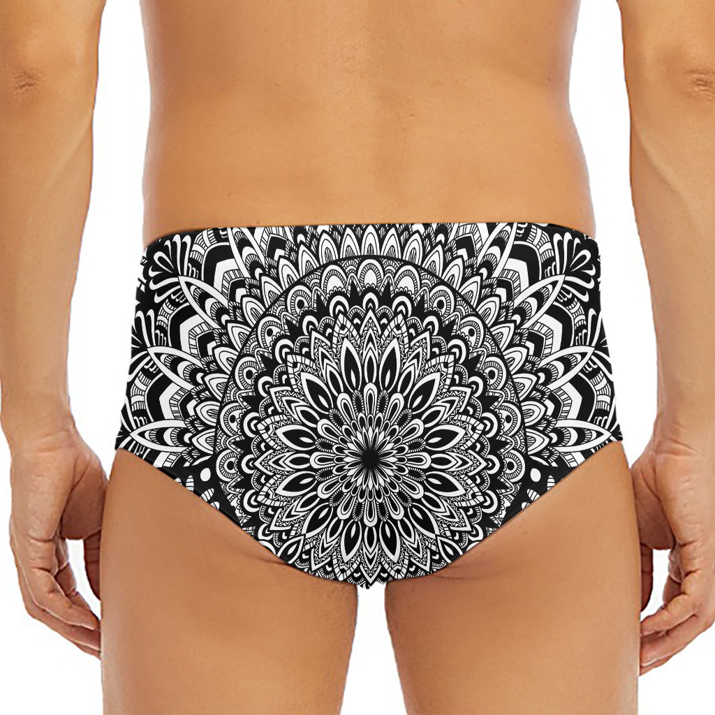 White And Black Mandala Print Men's Triangle Swim Briefs