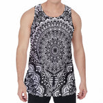 White And Black Mandala Print Men's Velvet Tank Top