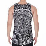 White And Black Mandala Print Men's Velvet Tank Top
