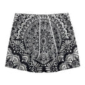 White And Black Mandala Print Mesh Shorts