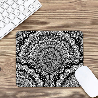 White And Black Mandala Print Mouse Pad