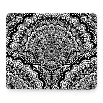 White And Black Mandala Print Mouse Pad