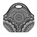 White And Black Mandala Print Neoprene Lunch Bag