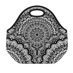 White And Black Mandala Print Neoprene Lunch Bag