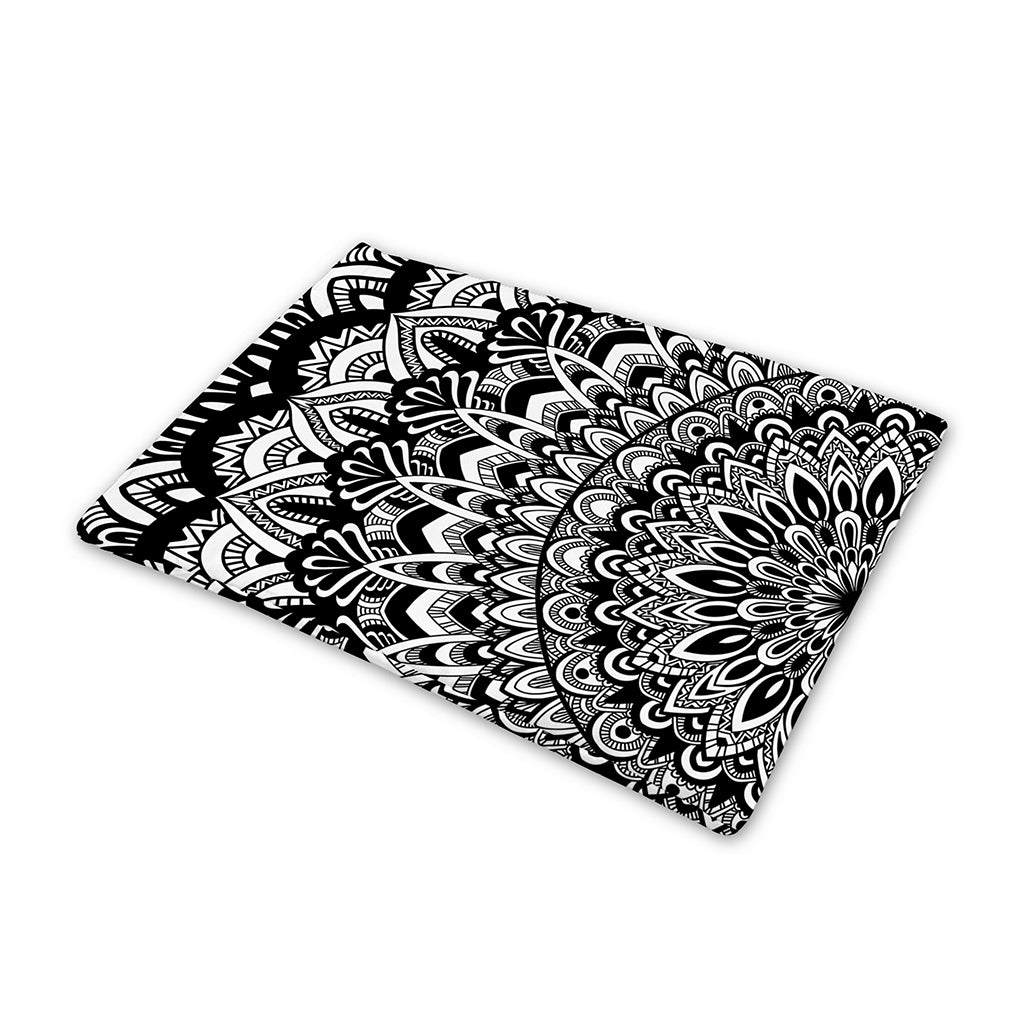 White And Black Mandala Print Pet Cooling Mat Cover