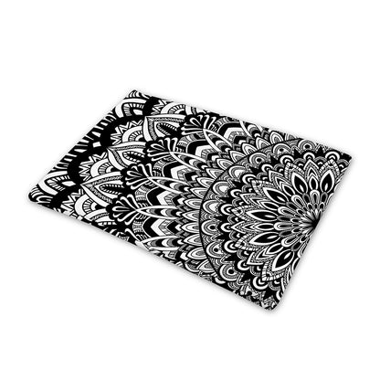 White And Black Mandala Print Pet Cooling Mat Cover