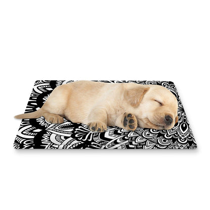 White And Black Mandala Print Pet Cooling Mat Cover