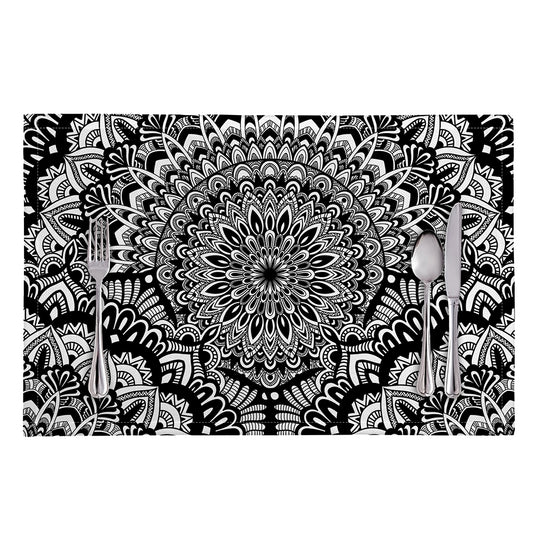 White And Black Mandala Print Placemat