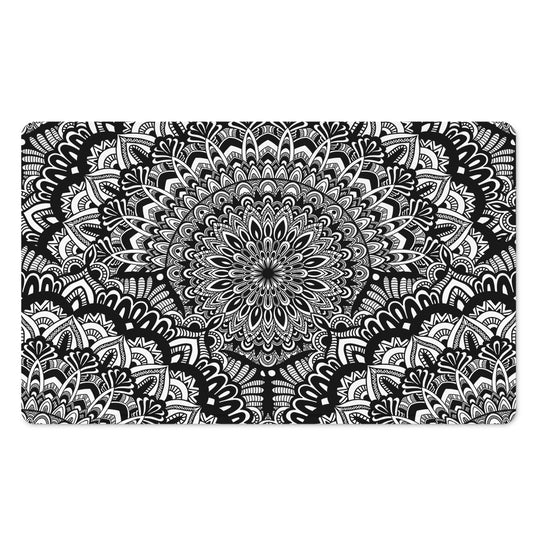 White And Black Mandala Print Polyester Doormat