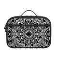White And Black Mandala Print Portable Lunch Bag